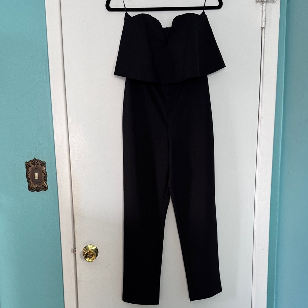 Express Black Strapless Fold-Over Jumpsuit